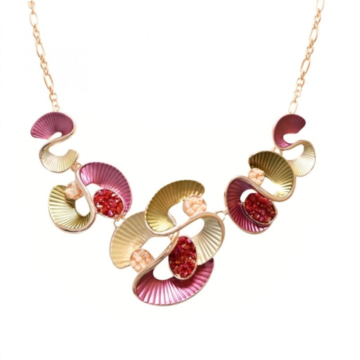 Girocollo Diadema Bijoux Astratto Smaltato Fucsia