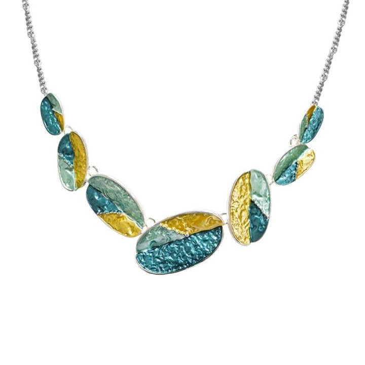 Girocollo Diadema Bijoux Chips Smaltato Verde