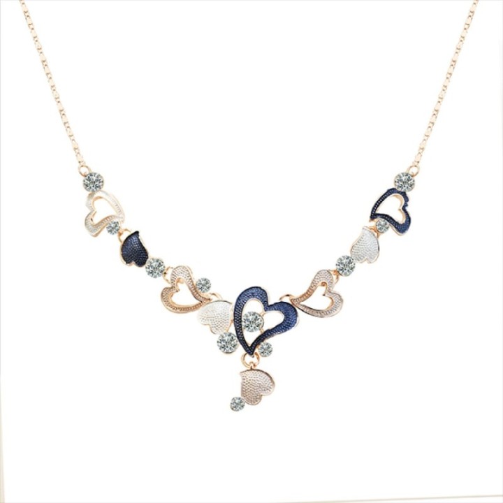 Girocollo Diadema Bijoux Cuoricini Smaltato Blu