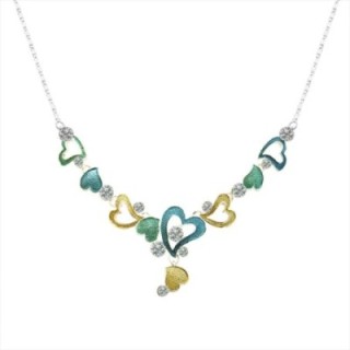 Girocollo Diadema Bijoux Cuoricini Smaltato Verde