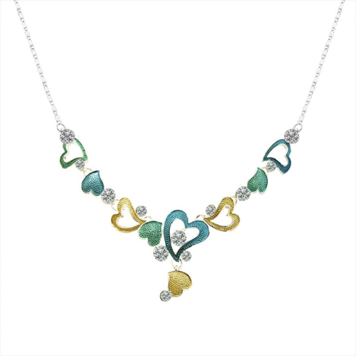 Girocollo Diadema Bijoux Cuoricini Smaltato Verde