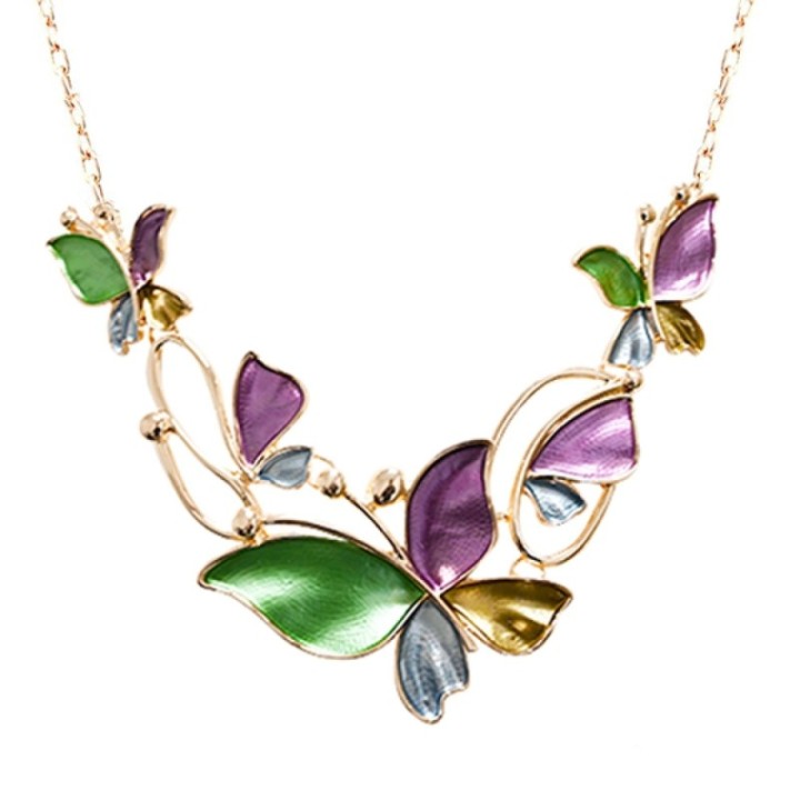 Girocollo Diadema Bijoux Farfallone Smaltato Verde