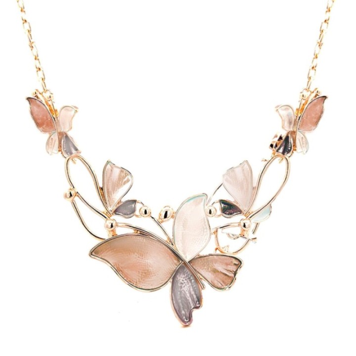 Girocollo Diadema Bijoux Farfallone Smaltato Beige