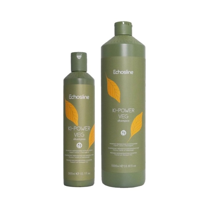 Shampoo Preparatore Ricostruzione Capelli Trattati-Danneggiati KI POWER VEG [Combo] by Echosline