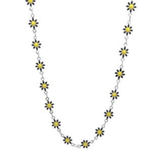 Girocollo Margherite Smalto Nere Acciaio 316L