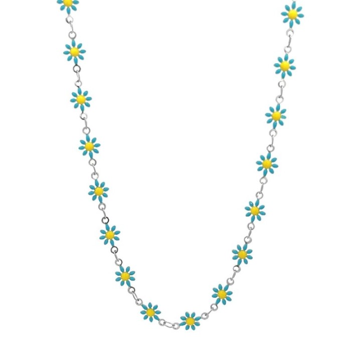 Girocollo Margherite Smalto Azzurre Acciaio 316L