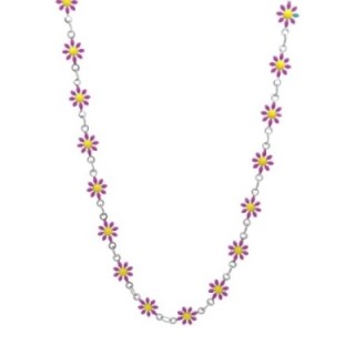 Girocollo Margherite Smalto Viola Acciaio 316L