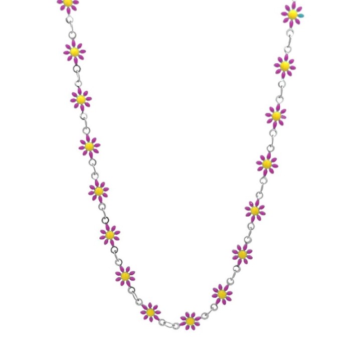 Girocollo Margherite Smalto Viola Acciaio 316L