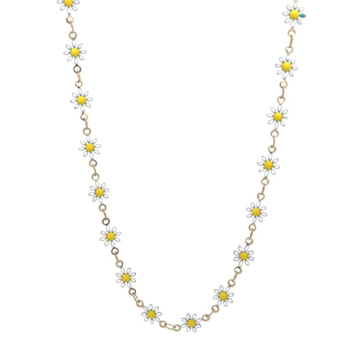 Girocollo Margherite Smalto Bianche Acciaio 316L Oro