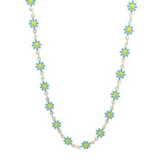 Girocollo Margherite Smalto Azzurre Acciaio 316L Oro