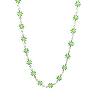 Girocollo Margherite Smalto Verdi Acciaio 316L Oro
