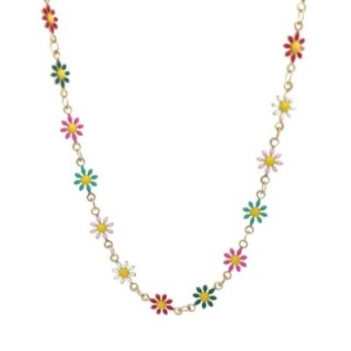Girocollo Margherite Smalto Carnival Acciaio 316L Oro