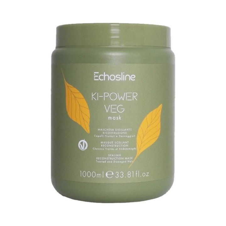 Maschera Sigillante Ricostruzione Capelli Trattati-Danneggiati KI POWER VEG [1Litro] by Echosline