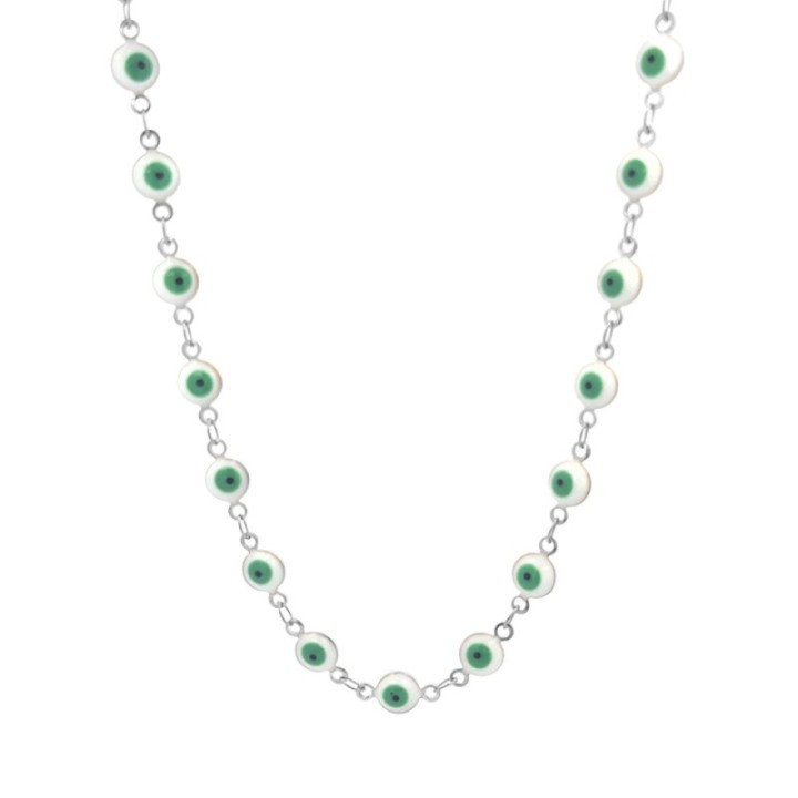 Girocollo Occhio Greco Bianco Smalto Acciaio 316L
