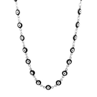 Girocollo Occhio Greco Nero Smalto Acciaio 316L