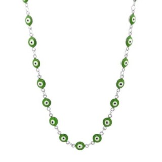 Girocollo Occhio Greco Verde Smalto Acciaio 316L