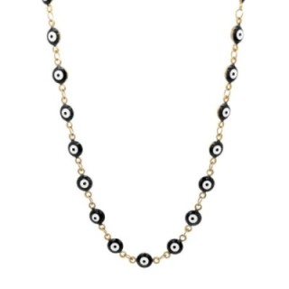 Girocollo Occhio Greco Nero Smalto Acciaio 316L Oro