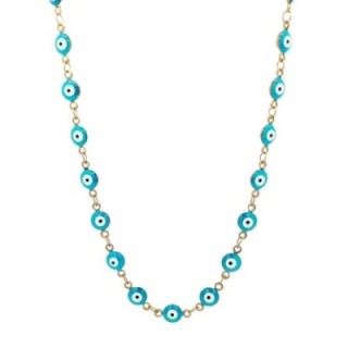 Girocollo Occhio Greco Turchese Smalto Acciaio 316L Oro