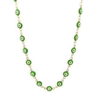 Girocollo Occhio Greco Verde Smalto Acciaio 316L Oro