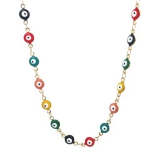 Girocollo Occhio Greco Carnival Smalto Acciaio 316L Oro