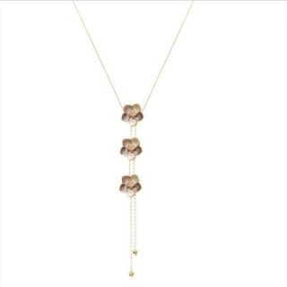 Collana Bijoux Y Lunga Fiori Zen Smaltata Marrone