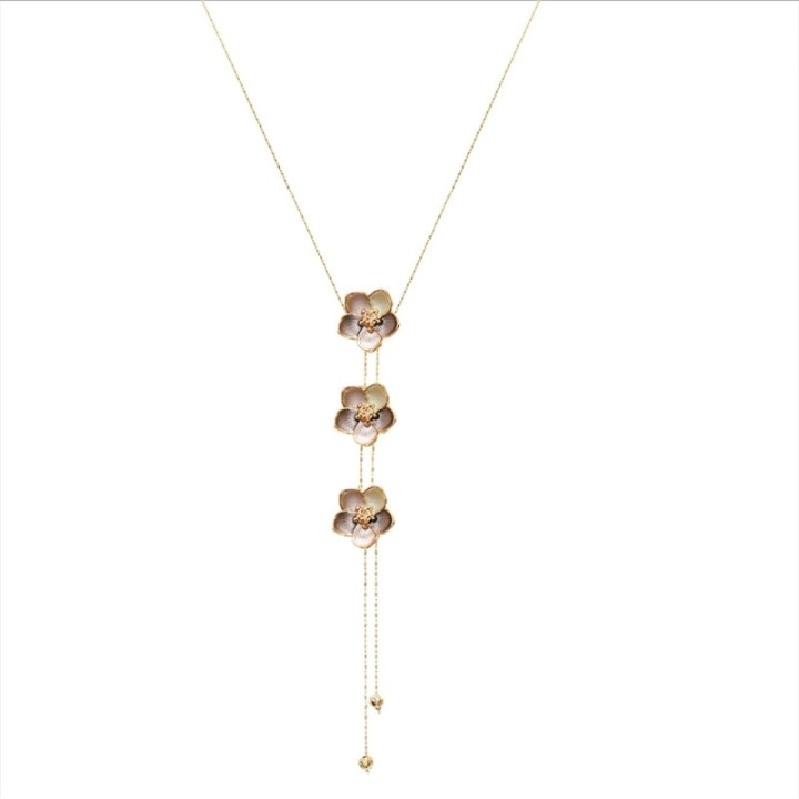 Collana Bijoux Y Lunga Fiori Zen Smaltata Marrone