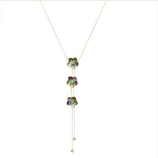 Collana Bijoux Y Lunga Fiori Zen Smaltata Verde