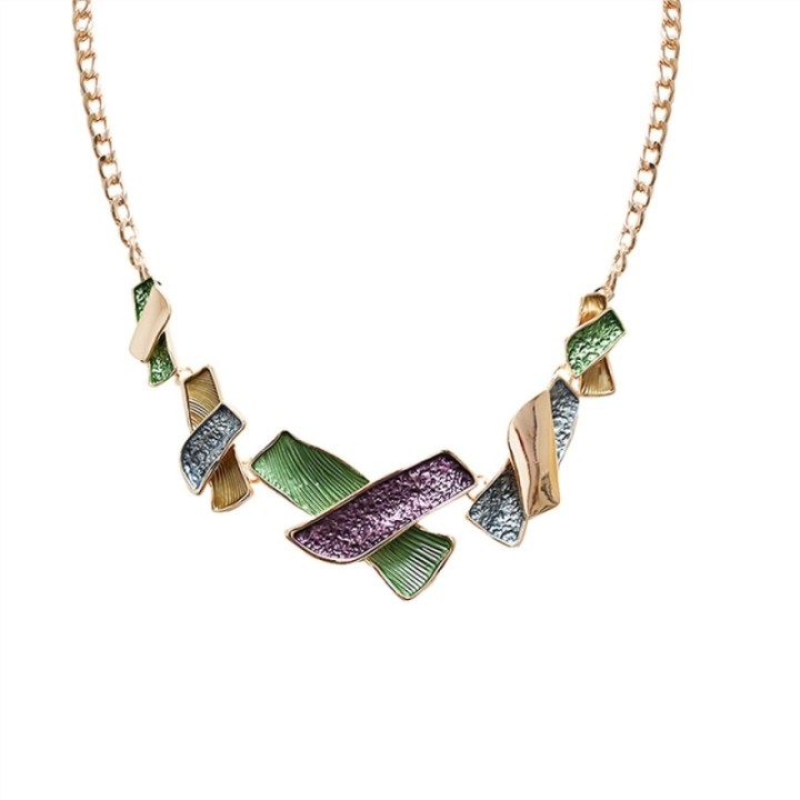 Girocollo Diadema Bijoux Geoma Smaltato Verde