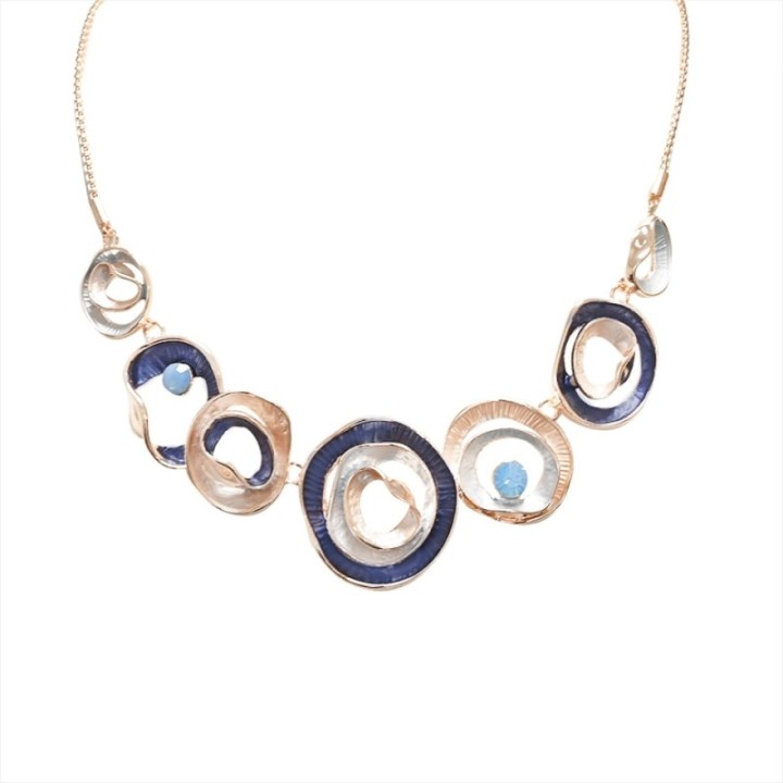 Girocollo Diadema Bijoux Geoma Chips Smaltato Blu