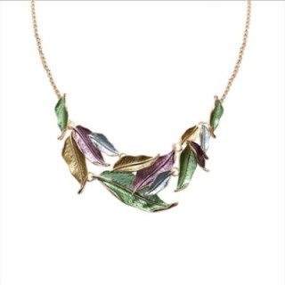 Girocollo Diadema Bijoux Foglie Smaltato Verde