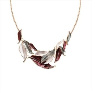 Girocollo Diadema Bijoux Foglie Smaltato Fucsia