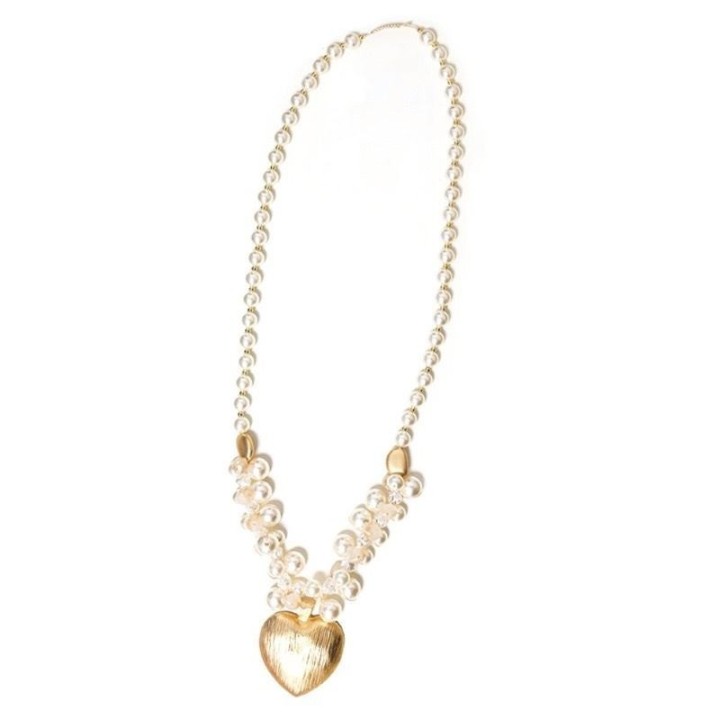 Collana Perle Lunga Pendente Cuore