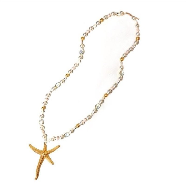 Collana Perle Lunga Pendente Stella Marina