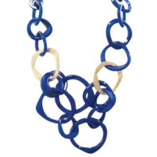 Collana Resina Lunga Blu Multicerchi Aurea