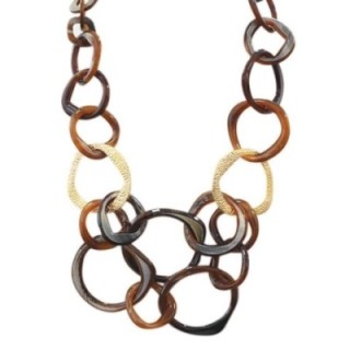 Collana Resina Lunga Marrone Multicerchi Aurea