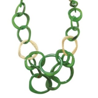 Collana Resina Lunga Verde Multicerchi Aurea