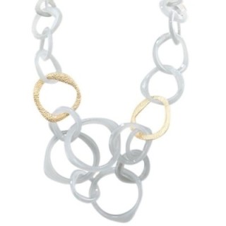 Collana Resina Lunga Grigia Multicerchi Aurea