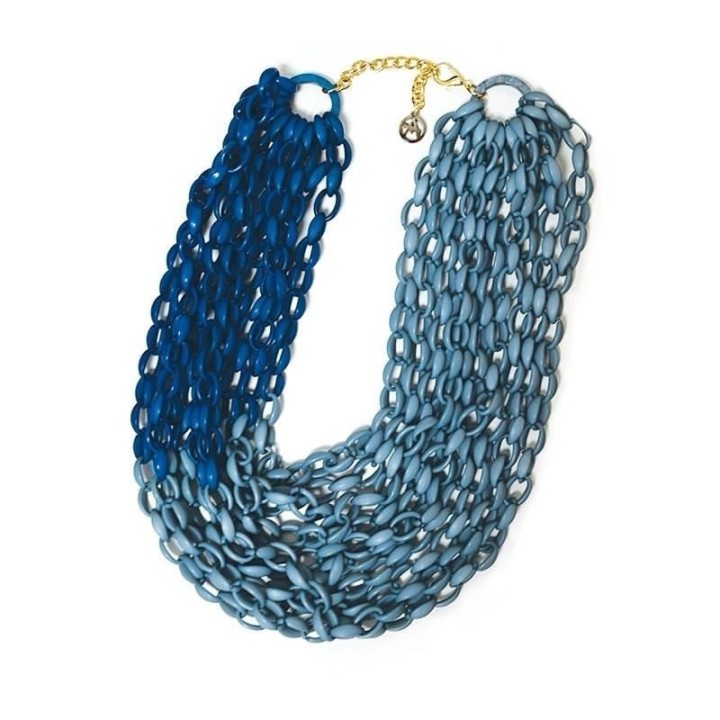 Collana Resina Catena Bluceleste Multifilo