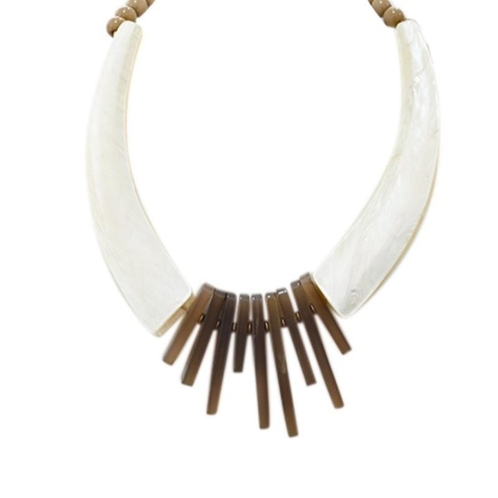 Collier Resina Taura Bianca-Marrone