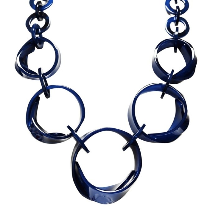 Collana Resina Cerchioni Catenati Blu