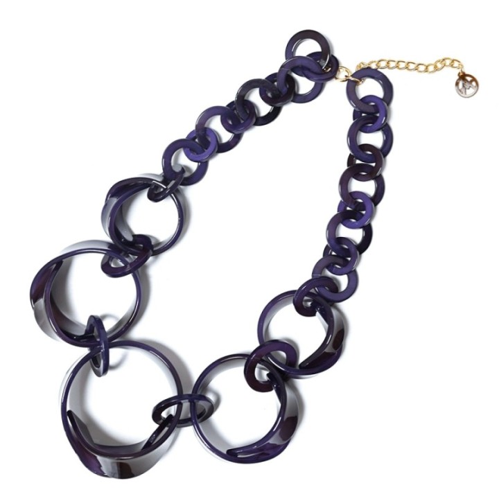 Collana Resina Cerchioni Catenati Blu