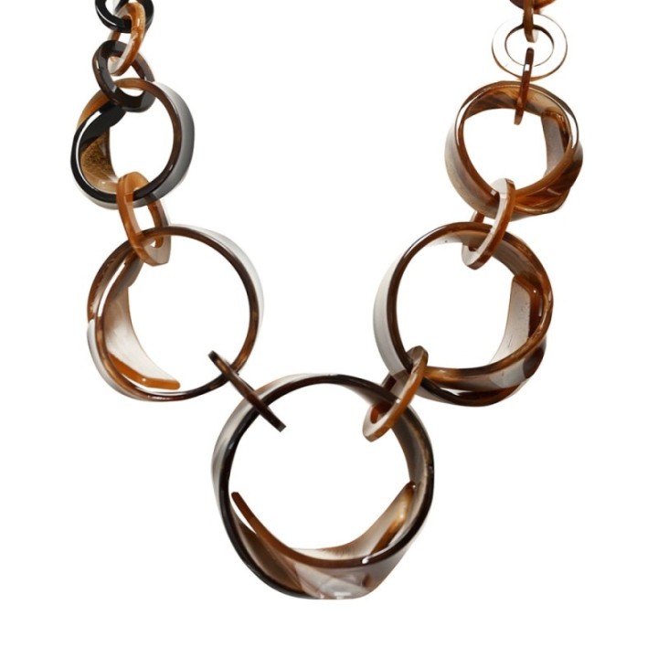 Collana Resina Cerchioni Catenati Marrone
