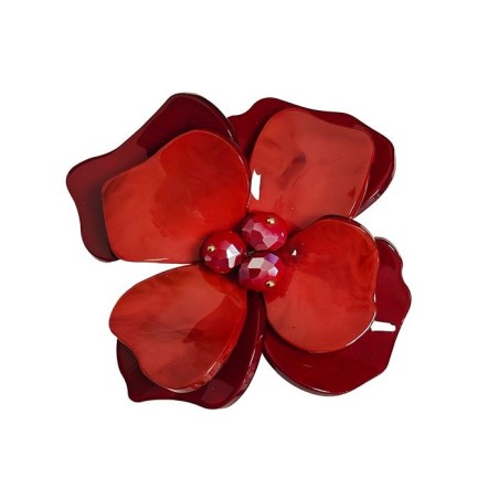 Spilla Bijoux Fiore Acrilico Rosso