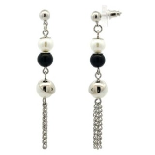 Pendente Bijoux Lungo Tris-Perla Argentato