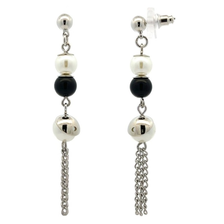 Pendente Bijoux Lungo Tris-Perla Argentato