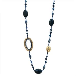Collana Perline Lunga Aurea Montevideo Blu