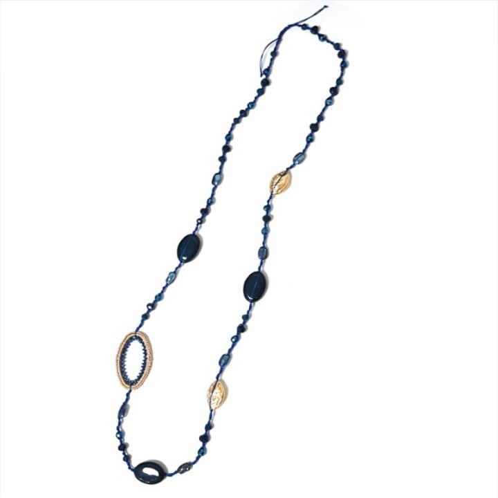 Collana Perline Lunga Aurea Montevideo Blu