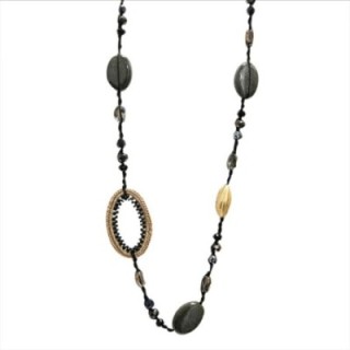 Collana Perline Lunga Aurea Montevideo Nera