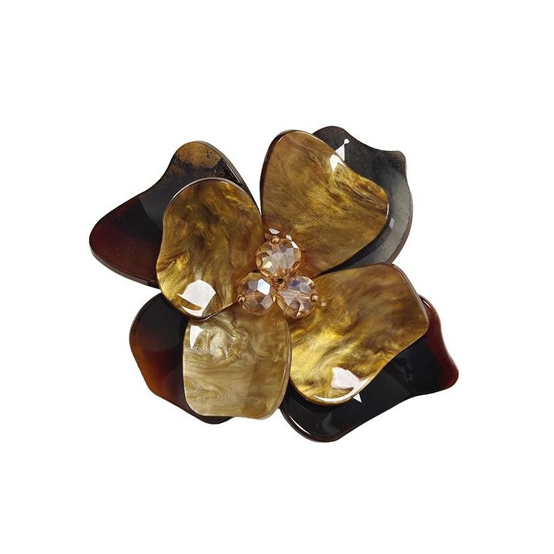 Spilla Bijoux Fiore Acrilico Marrone