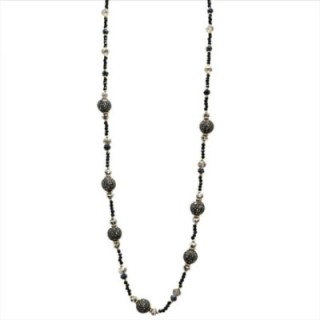 Collana Perline Lunga Pretoria Nera